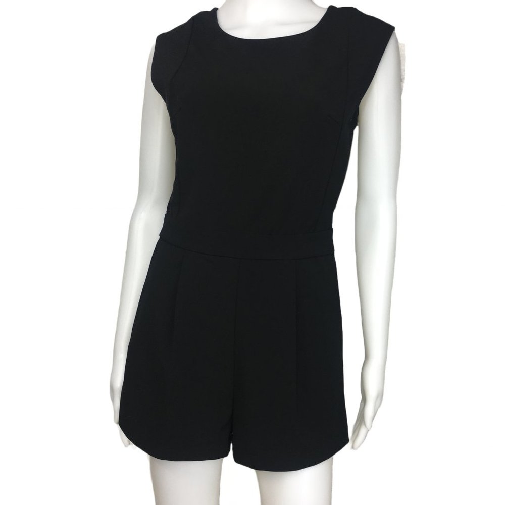 Forever21 solid black romper jumpsuit lace S